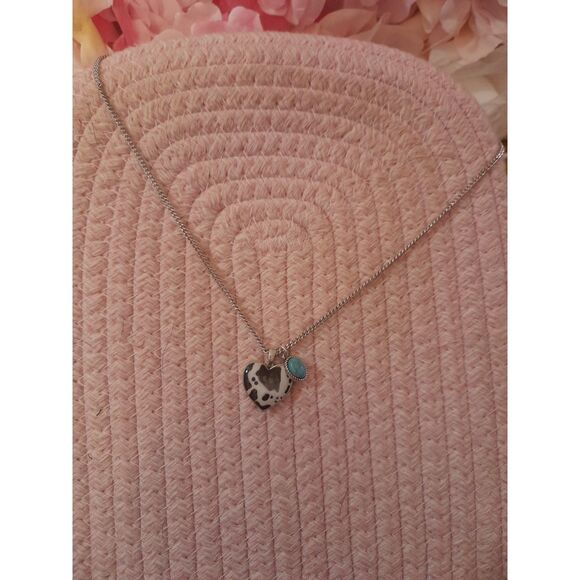 Wrangler Western Pendant Necklace Silver Heart Turquoise - Picture 2 of 4